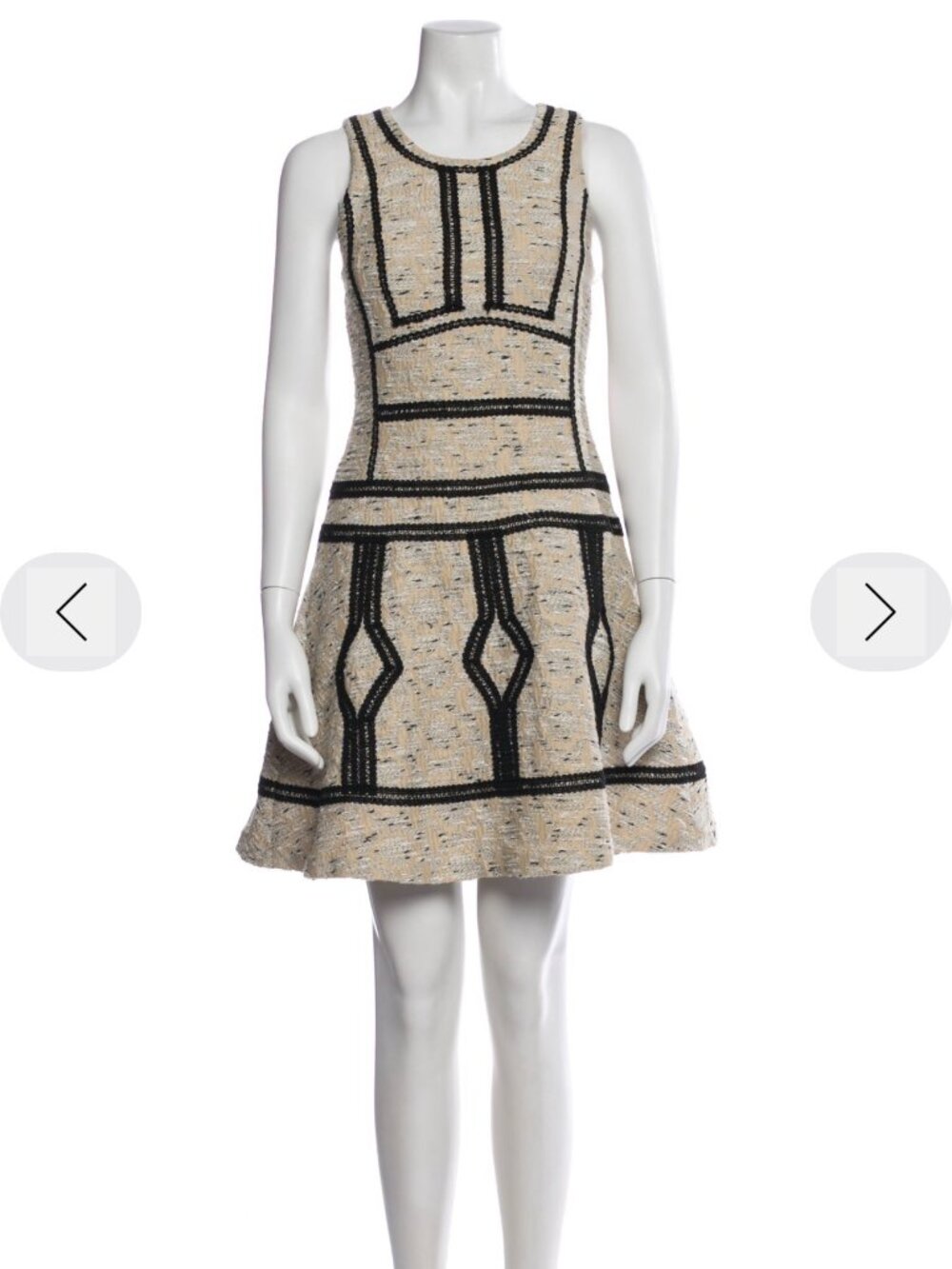 Diane Von Furstenberg Cream & Black Textured Dress